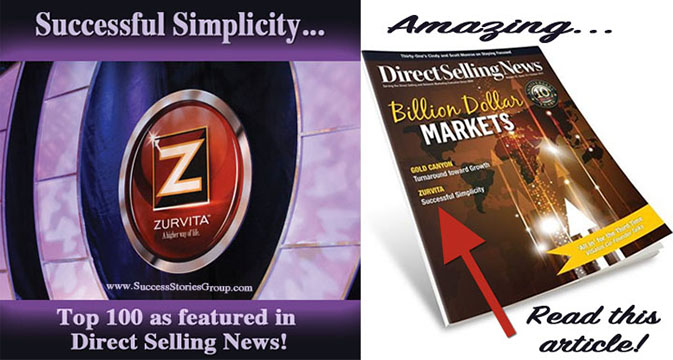 Success from Home Magazine and Direct Selling News featuring Zurvita!